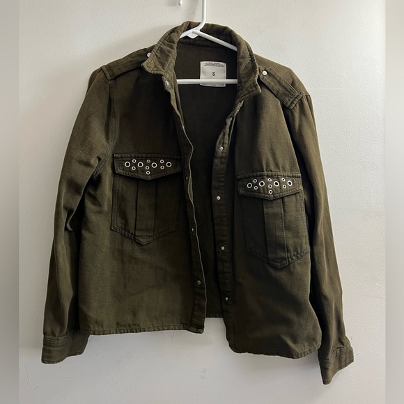 Zara Jackets & Blazers - Zara Green Denim Jacket